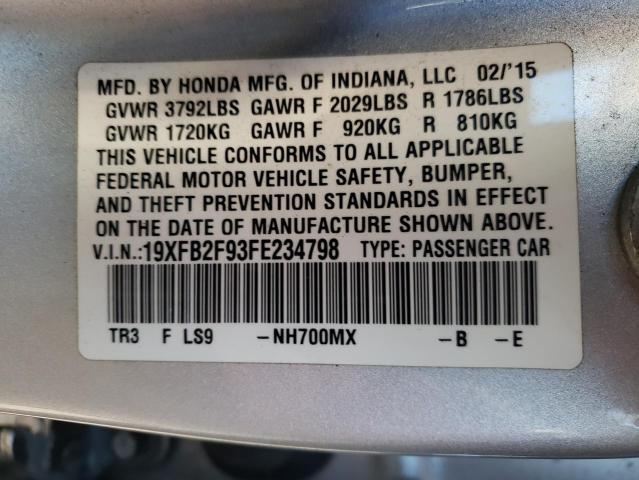 Photo 10 from auction – 2015 HONDA CIVIC EXL with VIN 19XFB2F93FE234798