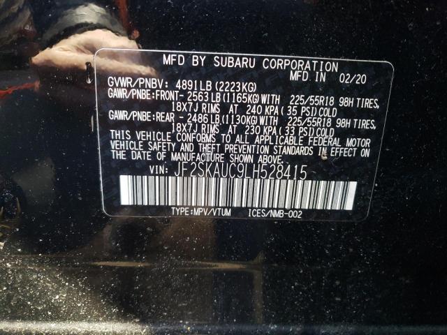 Photo 10 from auction – 2020 SUBARU FORESTER L with VIN JF2SKAUC9LH528415