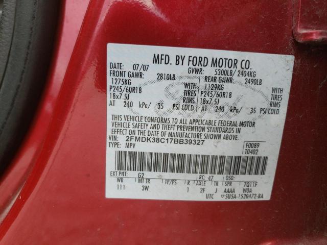 Photo 10 from auction – 2007 FORD EDGE SEL with VIN 2FMDK38C17BB39327
