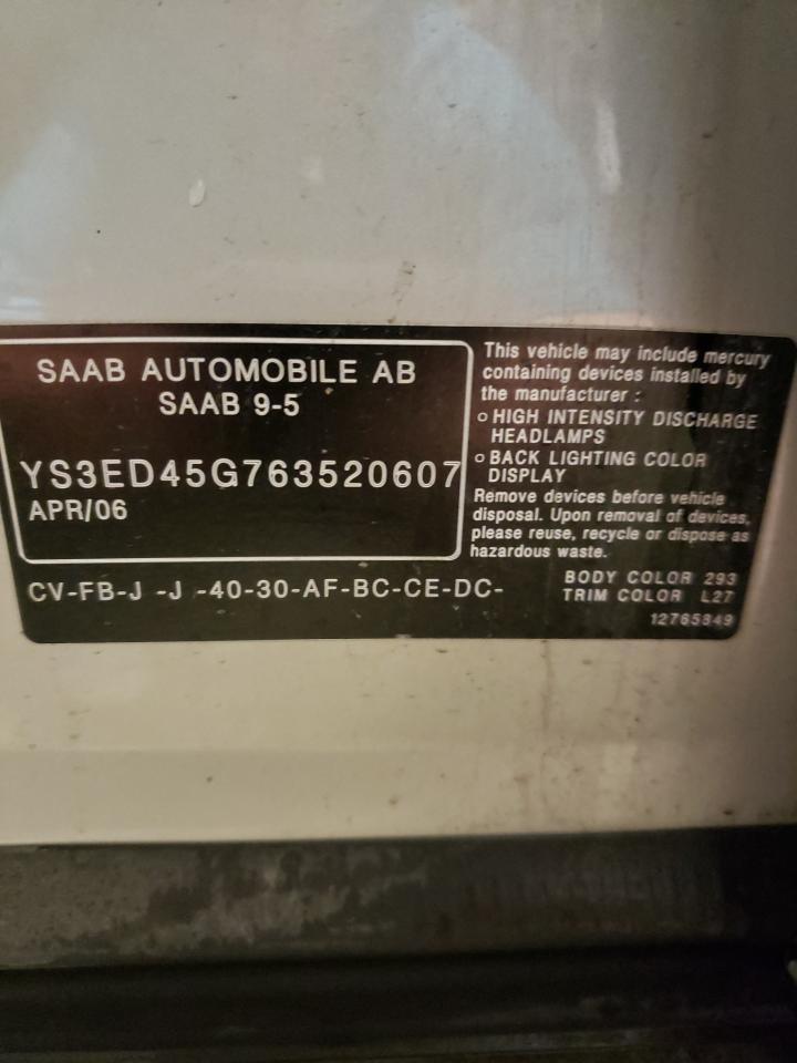Photo 10 from auction – 2006 SAAB 9-5 BASE with VIN YS3ED45G763520607