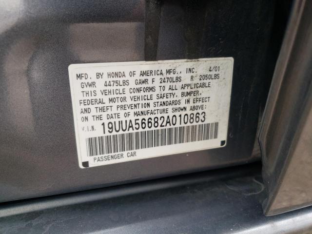 Photo 10 from auction – 2002 ACURA 3.2TL with VIN 19UUA56682A010863