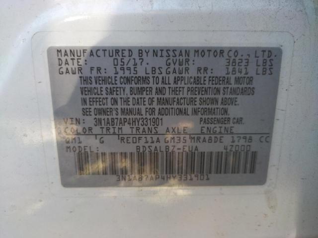 Photo 10 from auction – 2017 NISSAN SENTRA S with VIN 3N1AB7AP4HY331901