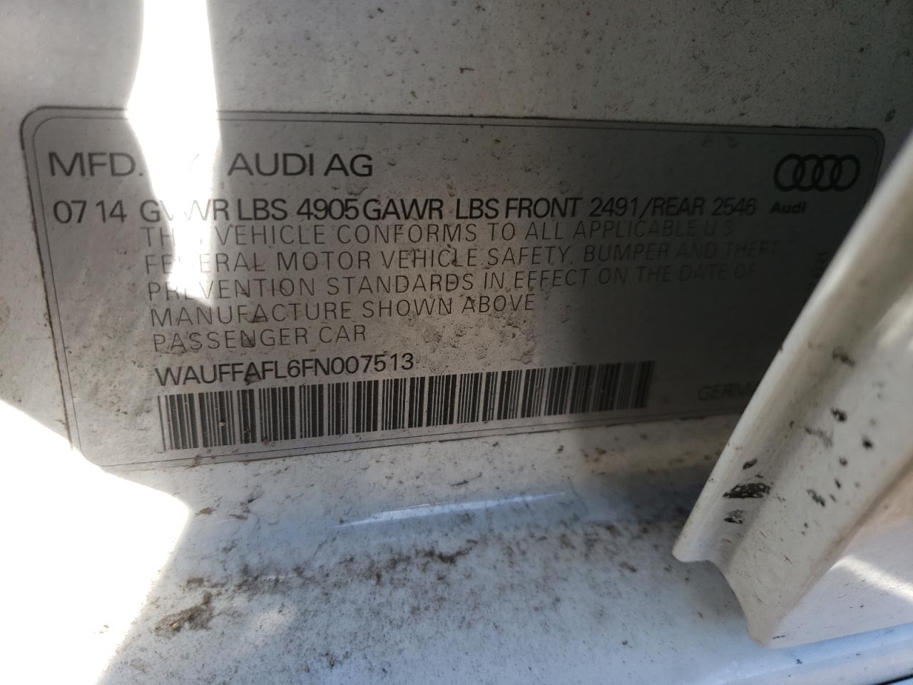 Photo 10 from auction – 2015 AUDI A4 PREMIUM with VIN WAUFFAFL6FN007513