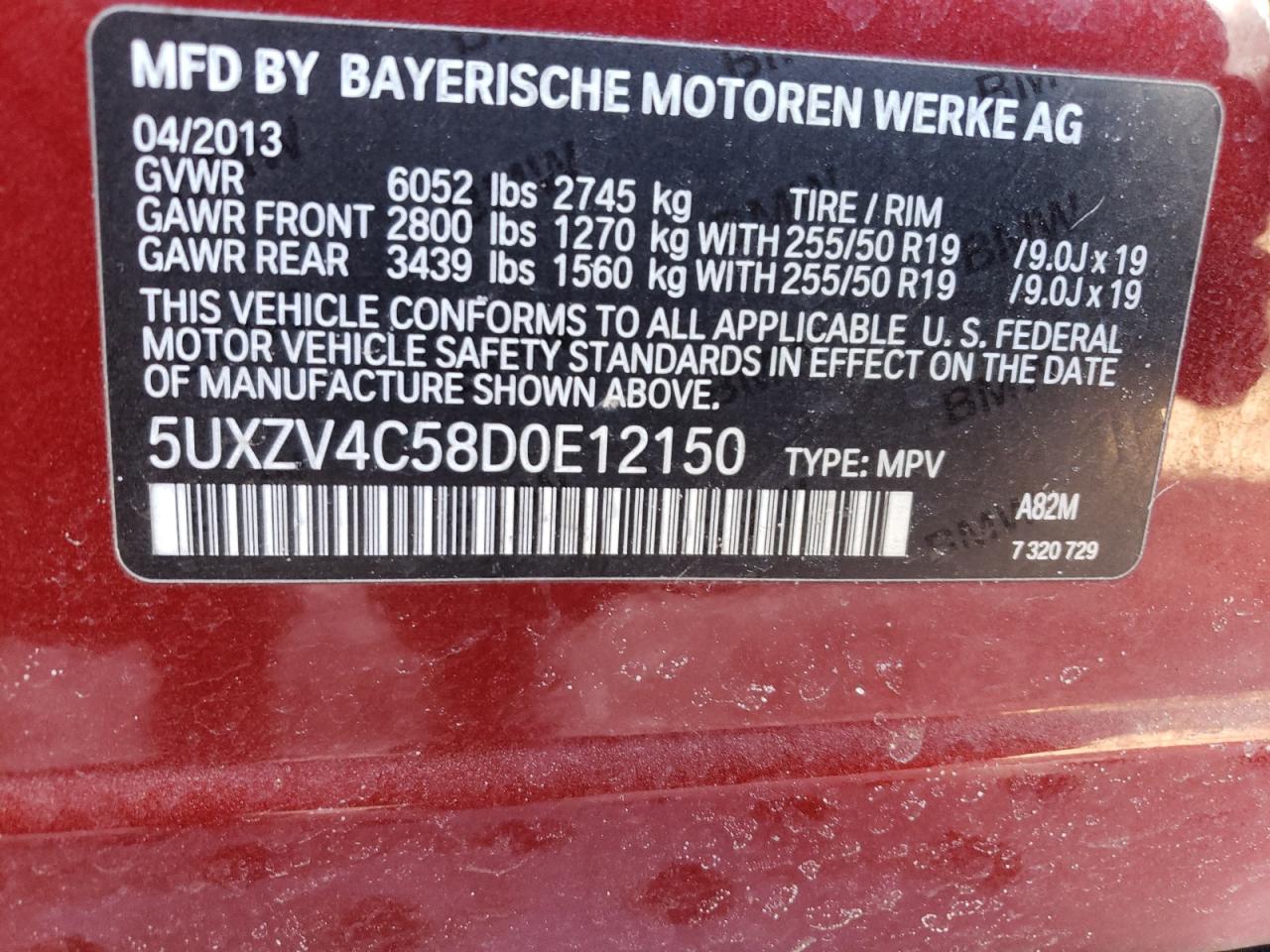 Photo 10 from auction – 2013 BMW X5 XDRIVE3 with VIN 5UXZV4C58D0E12150