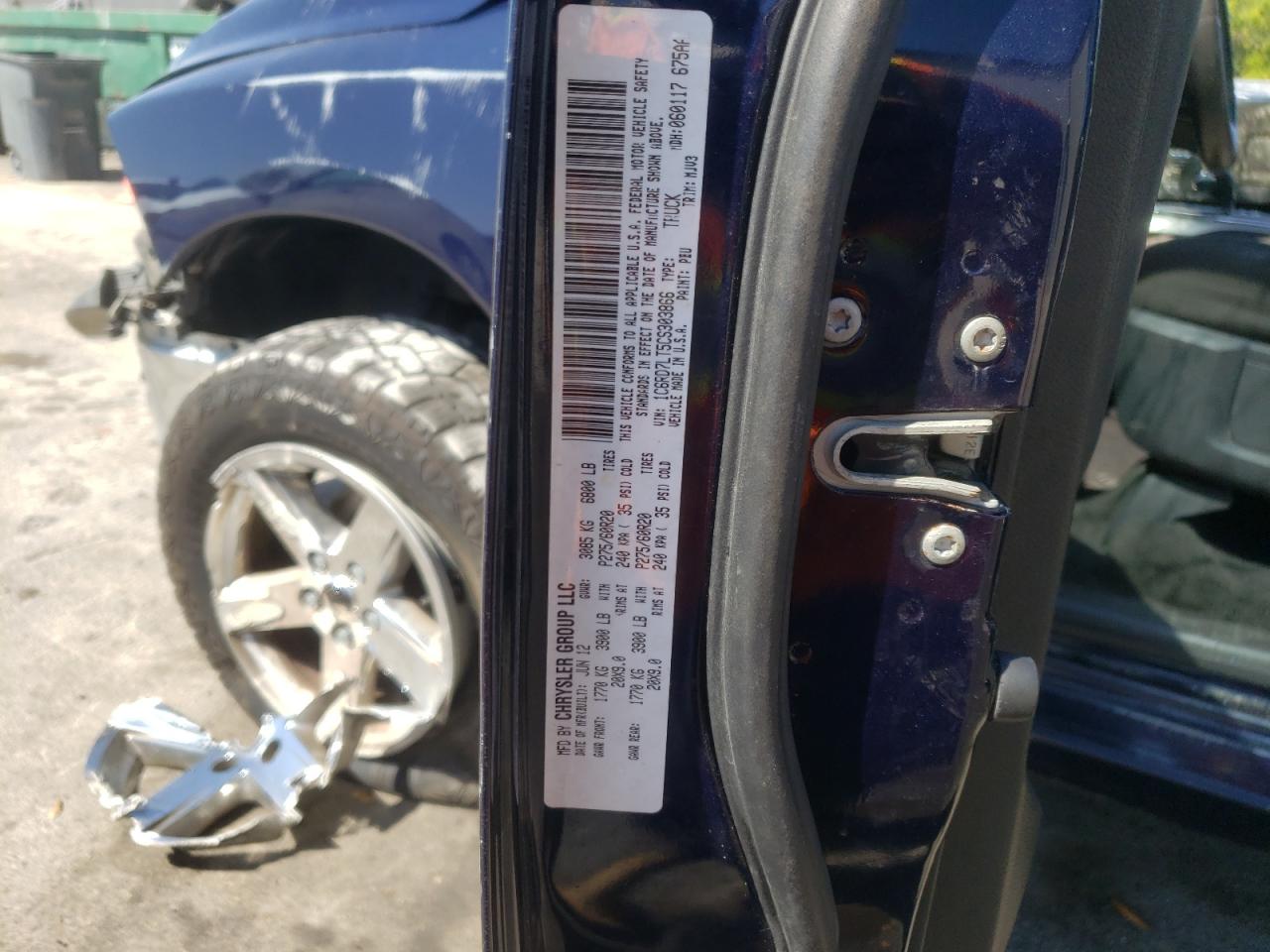 Photo 10 from auction – 2012 DODGE RAM 1500 S with VIN 1C6RD7LT5CS303866