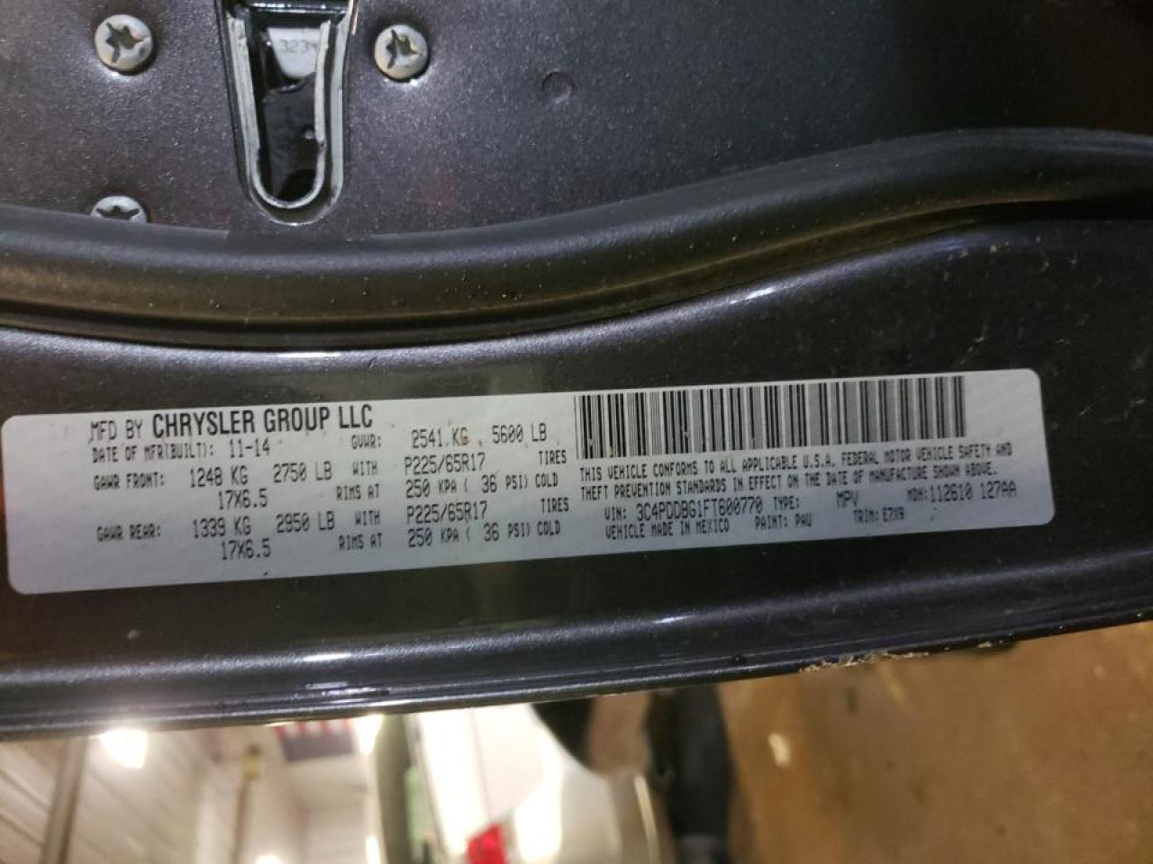 Photo 10 from auction – 2015 DODGE JOURNEY SX with VIN 3C4PDDBG1FT600770