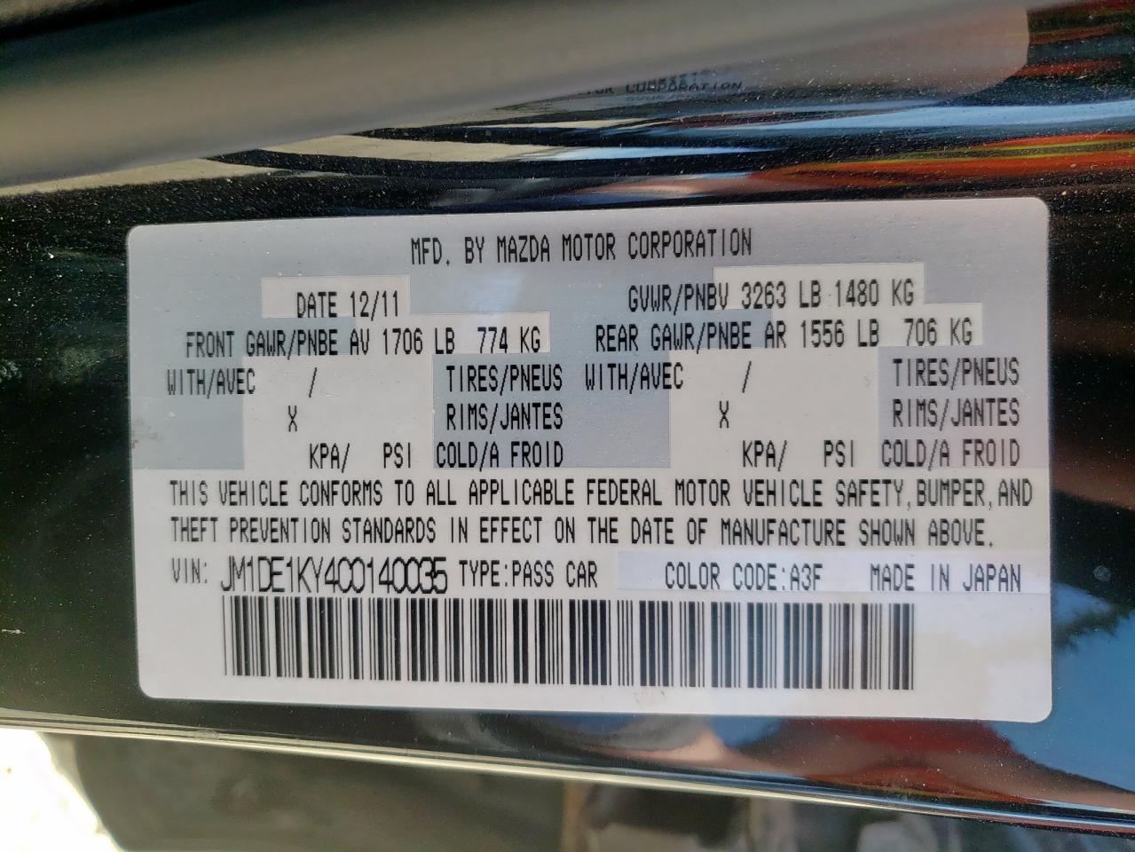 Photo 10 from auction – 2012 MAZDA MAZDA2 with VIN JM1DE1KY4C0140035