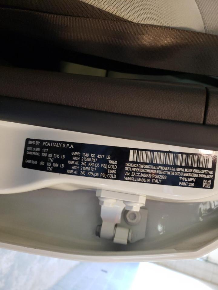 Photo 10 from auction – 2017 JEEP RENEGADE L with VIN ZACCJABB8HPG52028