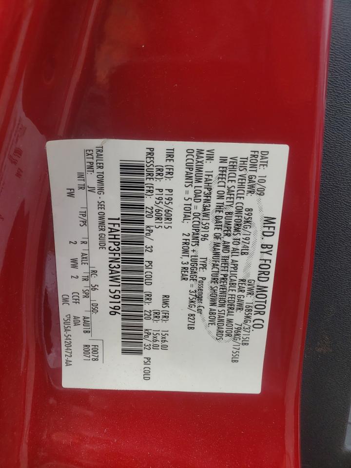 Photo 10 from auction – 2010 FORD FOCUS SE with VIN 1FAHP3FN3AW159196