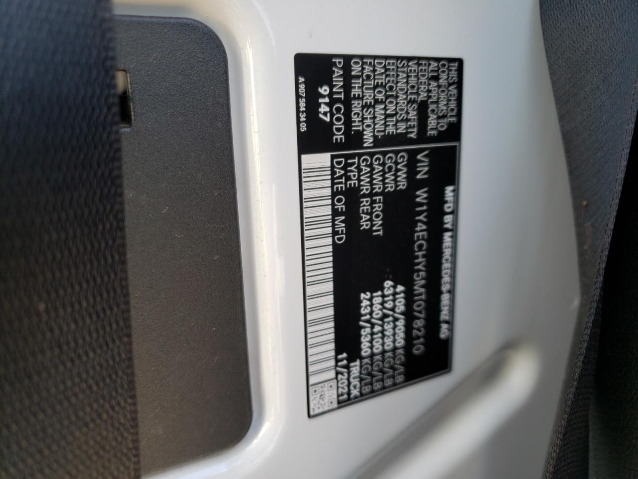 Photo 10 from auction – 2021 MERCEDES-BENZ SPRINTER 2 with VIN W1Y4ECHY5MT078210