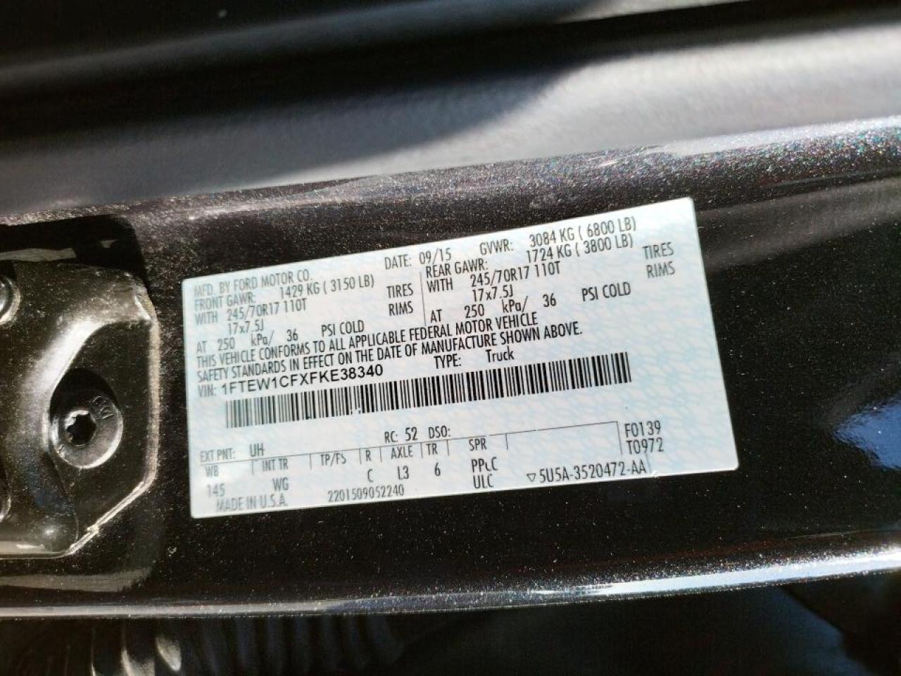 Photo 10 from auction – 2015 FORD F150 SUPER with VIN 1FTEW1CFXFKE38340