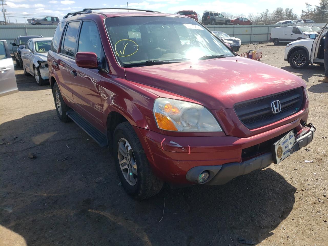 HONDA PILOT EXL 2005 with VIN 2HKYF18655H512413 - Photo from auction