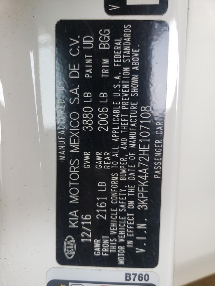 Photo 10 from auction – 2017 KIA FORTE LX with VIN 3KPFK4A72HE107108