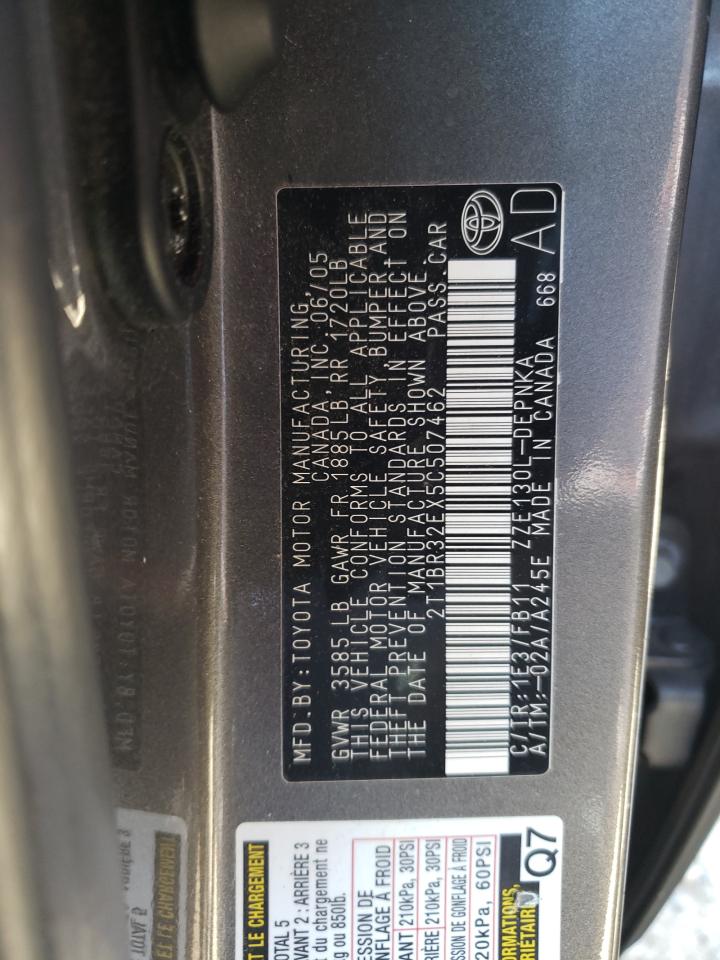 Photo 10 from auction – 2005 TOYOTA COROLLA CE with VIN 2T1BR32EX5C507462