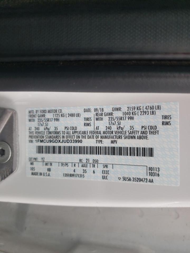 Photo 10 from auction – 2018 FORD ESCAPE SE with VIN 1FMCU9GDXJUD33990