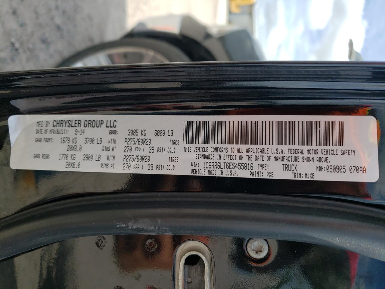 Photo 10 from auction – 2014 RAM 1500 SLT with VIN 1C6RR6LT6ES455816