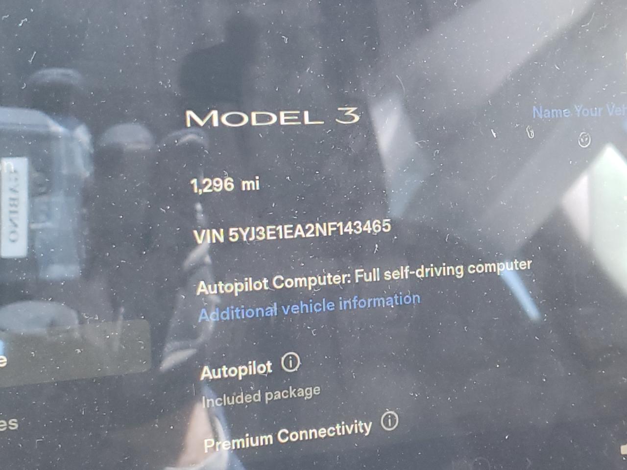 Photo 8 from auction – 2022 TESLA MODEL 3 with VIN 5YJ3E1EA2NF143465