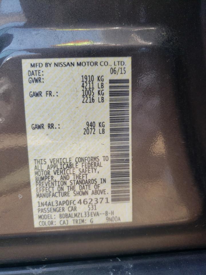 Photo 10 from auction – 2015 NISSAN ALTIMA 2.5 with VIN 1N4AL3AP0FC462371
