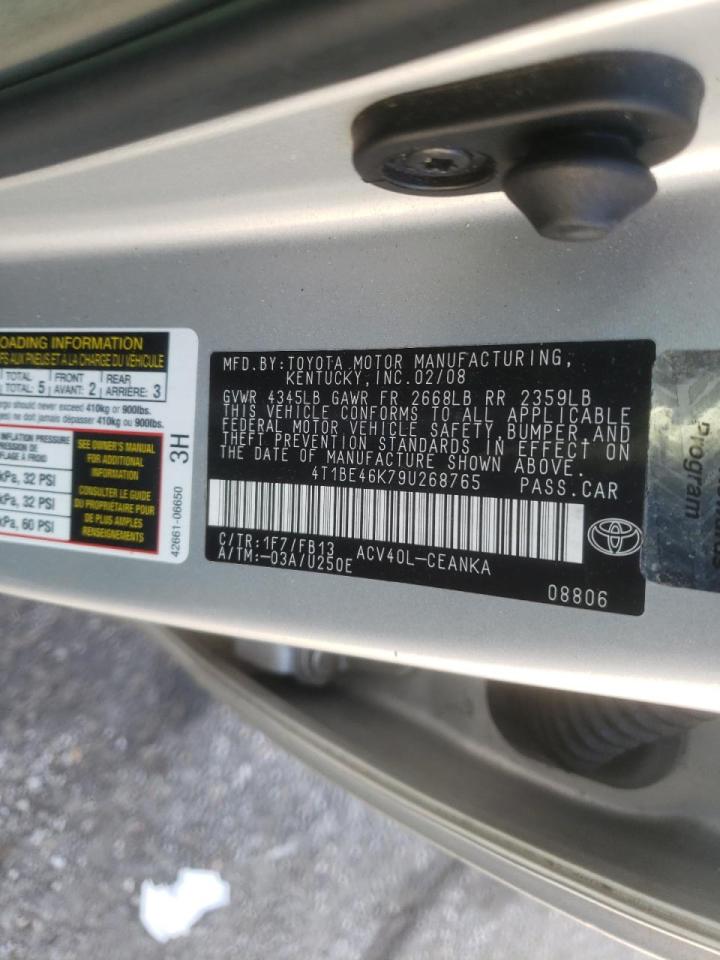 Photo 10 from auction – 2009 TOYOTA CAMRY BASE with VIN 4T1BE46K79U268765