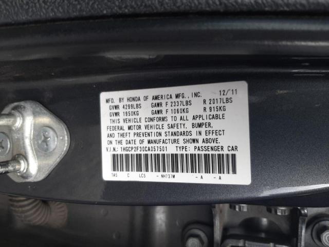 Photo 10 from auction – 2012 HONDA ACCORD LX with VIN 1HGCP2F30CA057501