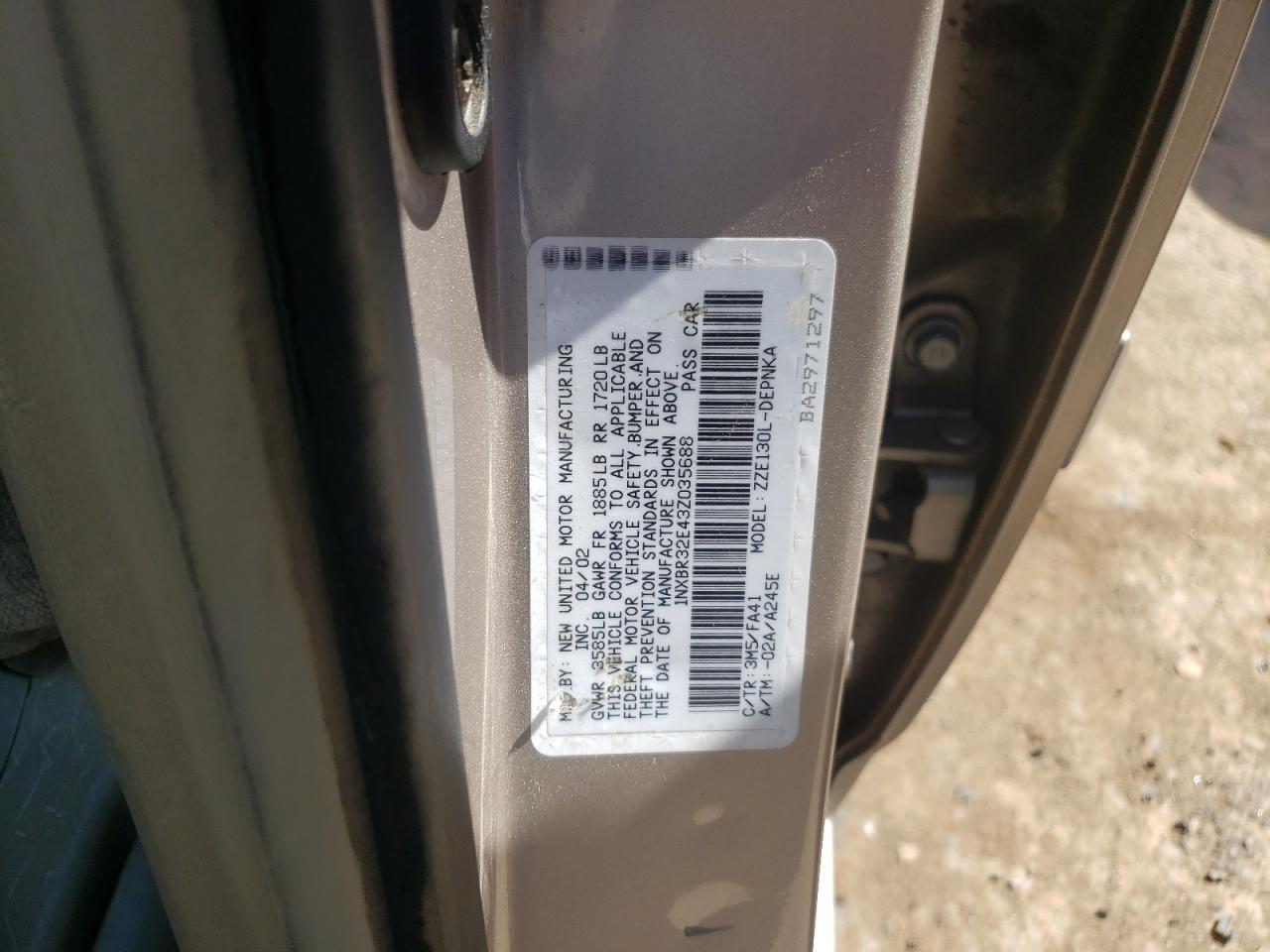 Photo 10 from auction – 2003 TOYOTA COROLLA CE with VIN 1NXBR32E43Z035688