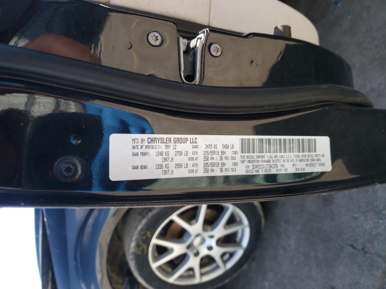 Photo 10 from auction – 2012 DODGE JOURNEY CR with VIN 3C4PDCDG1CT341376