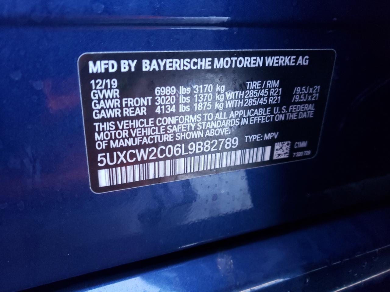 Photo 10 from auction – 2020 BMW X7 XDRIVE4 with VIN 5UXCW2C06L9B82789
