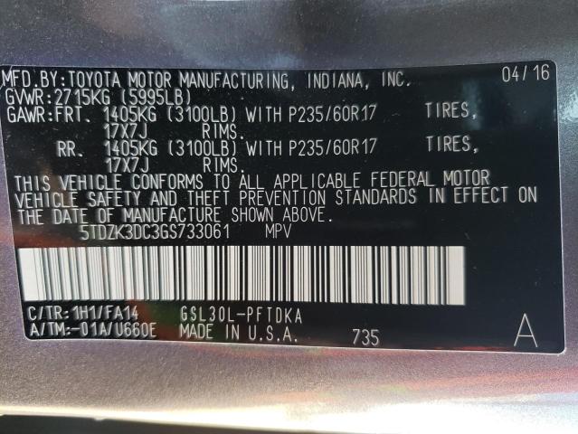 Photo 10 from auction – 2016 TOYOTA SIENNA with VIN 5TDZK3DC3GS733061