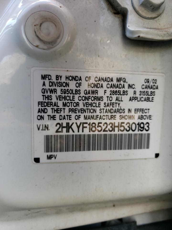 Photo 10 from auction – 2003 HONDA PILOT EXL with VIN 2HKYF18523H530193