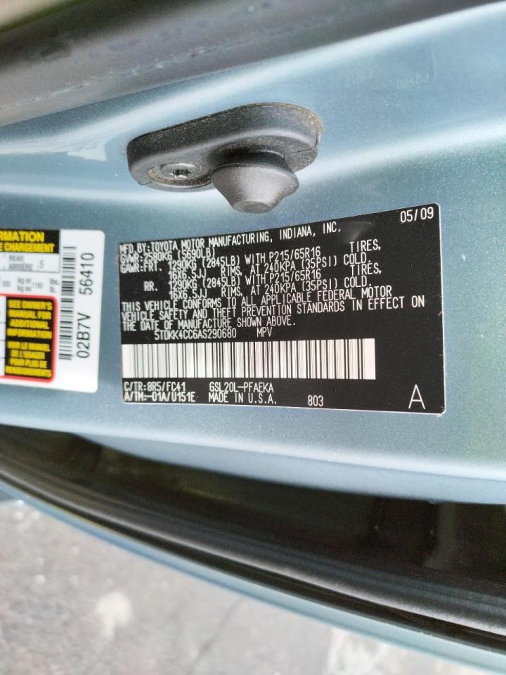 Photo 10 from auction – 2010 TOYOTA SIENNA CE with VIN 5TDKK4CC6AS290680