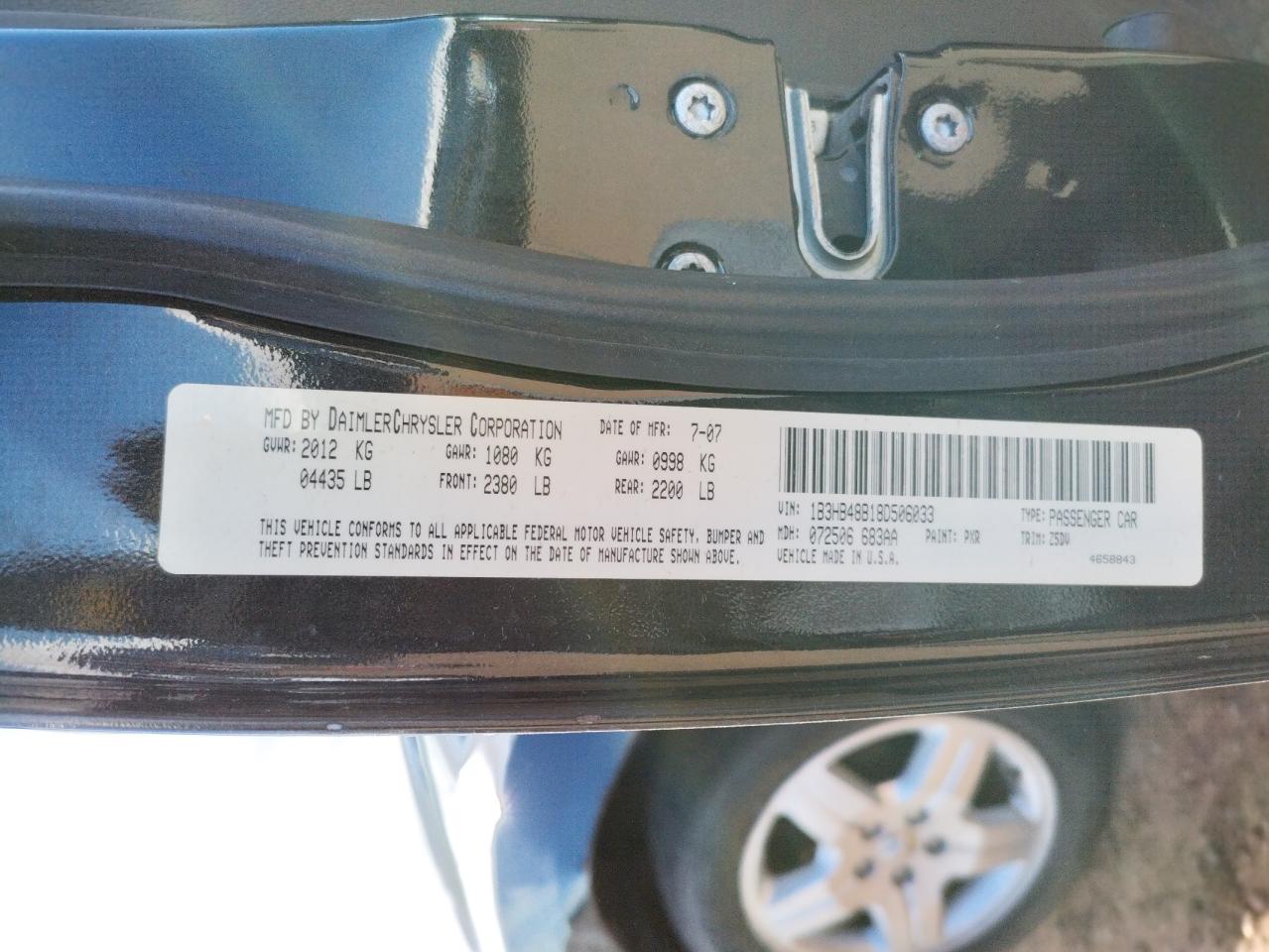Photo 10 from auction – 2008 DODGE CALIBER with VIN 1B3HB28B88D770094