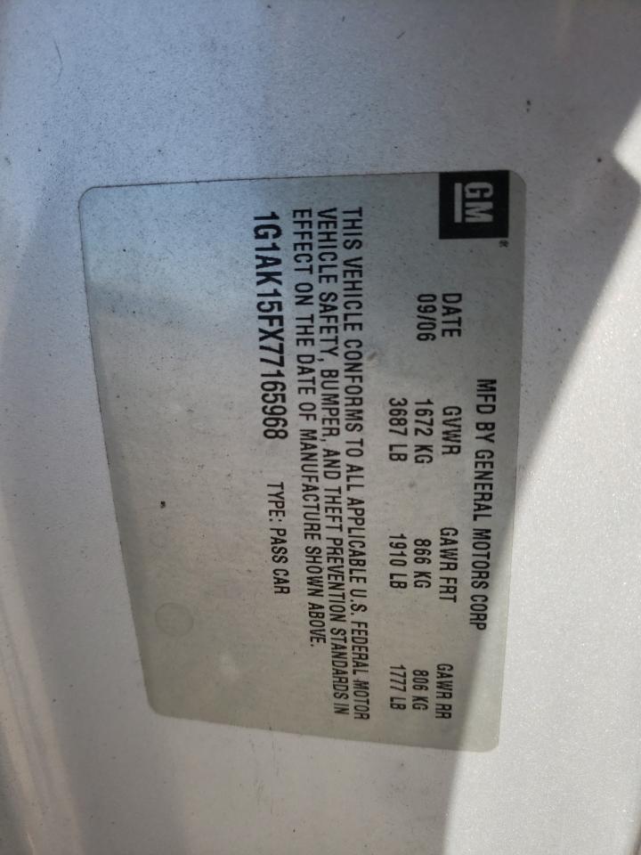 Photo 10 from auction – 2007 CHEVROLET COBALT LS with VIN 1G1AK15FX77165968