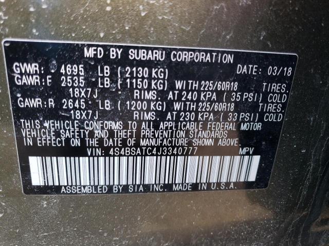Photo 10 from auction – 2018 SUBARU OUTBACK TO with VIN 4S4BSATC4J3340777