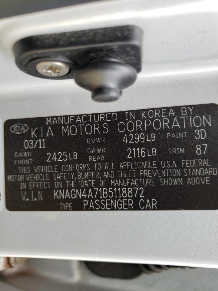 Photo 10 from auction – 2011 KIA OPTIMA EX with VIN KNAGN4A71B5118872