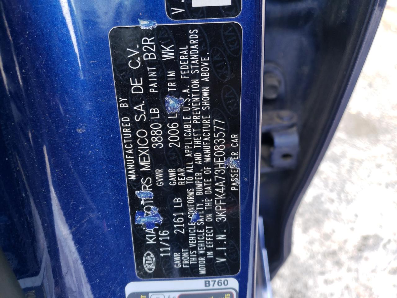 Photo 10 from auction – 2017 KIA FORTE with VIN 3KPFK4A73HE083577