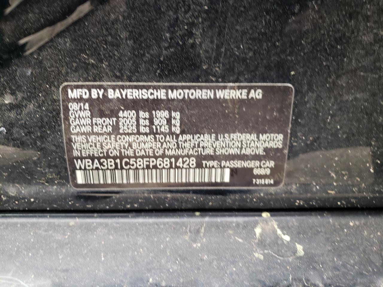 Фото 10 с аукциона – 2015 BMW 328I с VIN WBA3B1C58FP681428