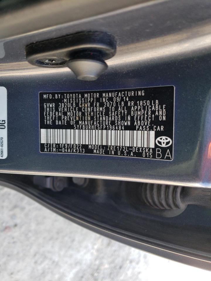 Photo 10 from auction – 2015 TOYOTA COROLLA L with VIN 5YFBURHE5FP196484
