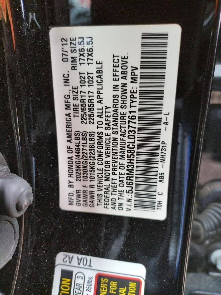 Photo 10 from auction – 2012 HONDA CR-V EX with VIN 5J6RM3H58CL037761