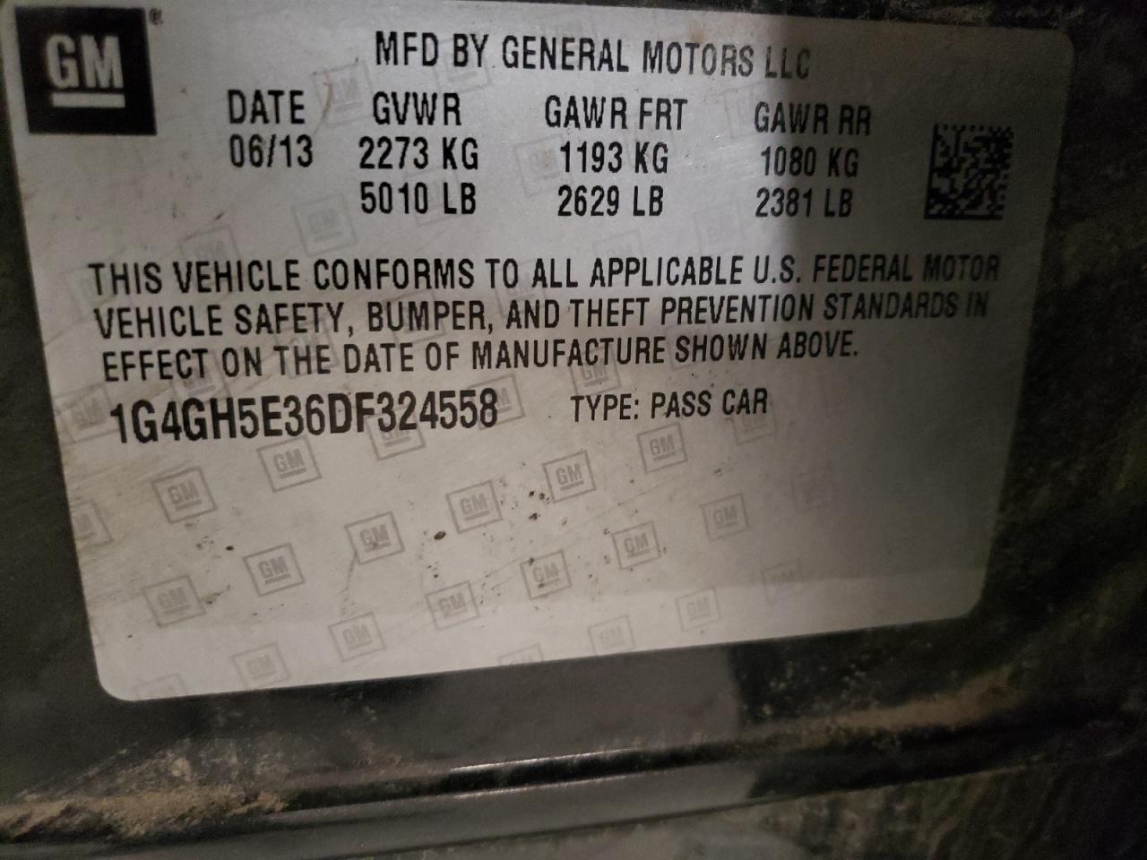 Photo 10 from auction – 2013 BUICK LACROSSE P with VIN 1G4GH5E36DF324558
