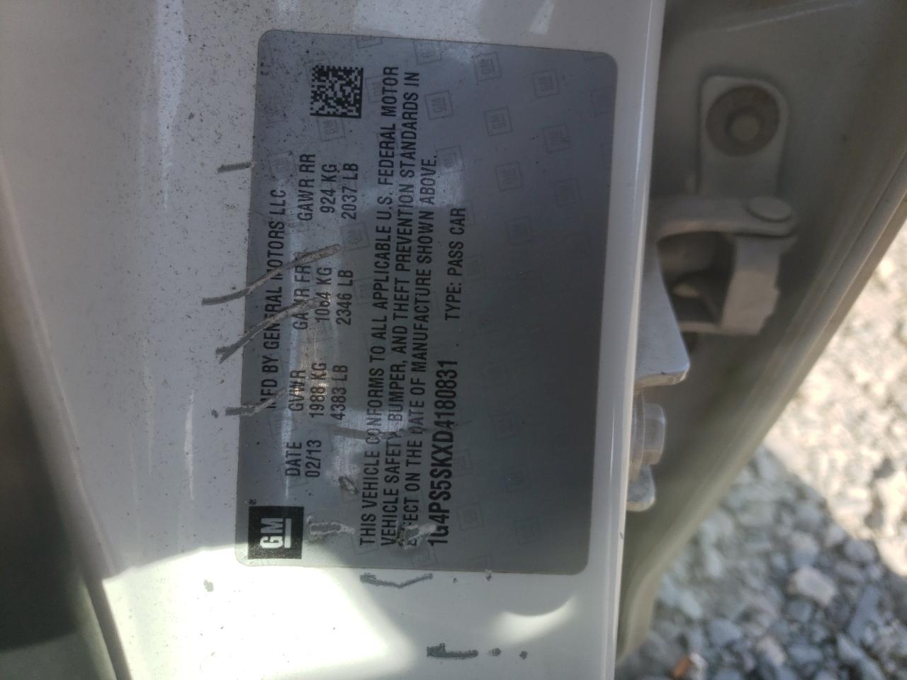 Photo 10 from auction – 2013 BUICK VERANO with VIN 1G4PS5SKXD4180831