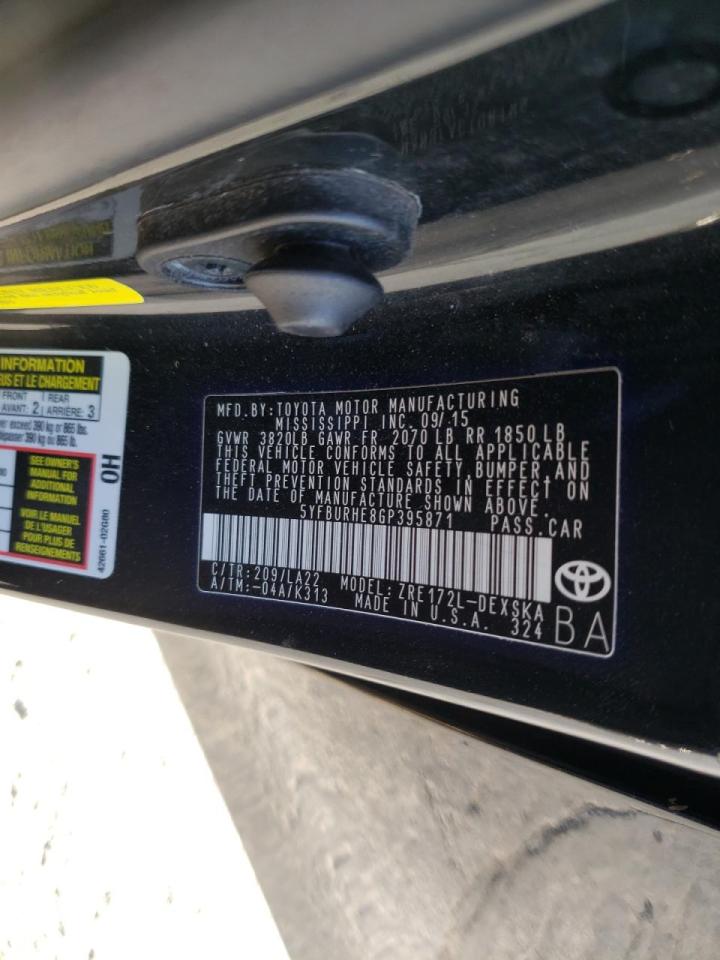 Photo 10 from auction – 2016 TOYOTA COROLLA L with VIN 5YFBURHE8GP395871