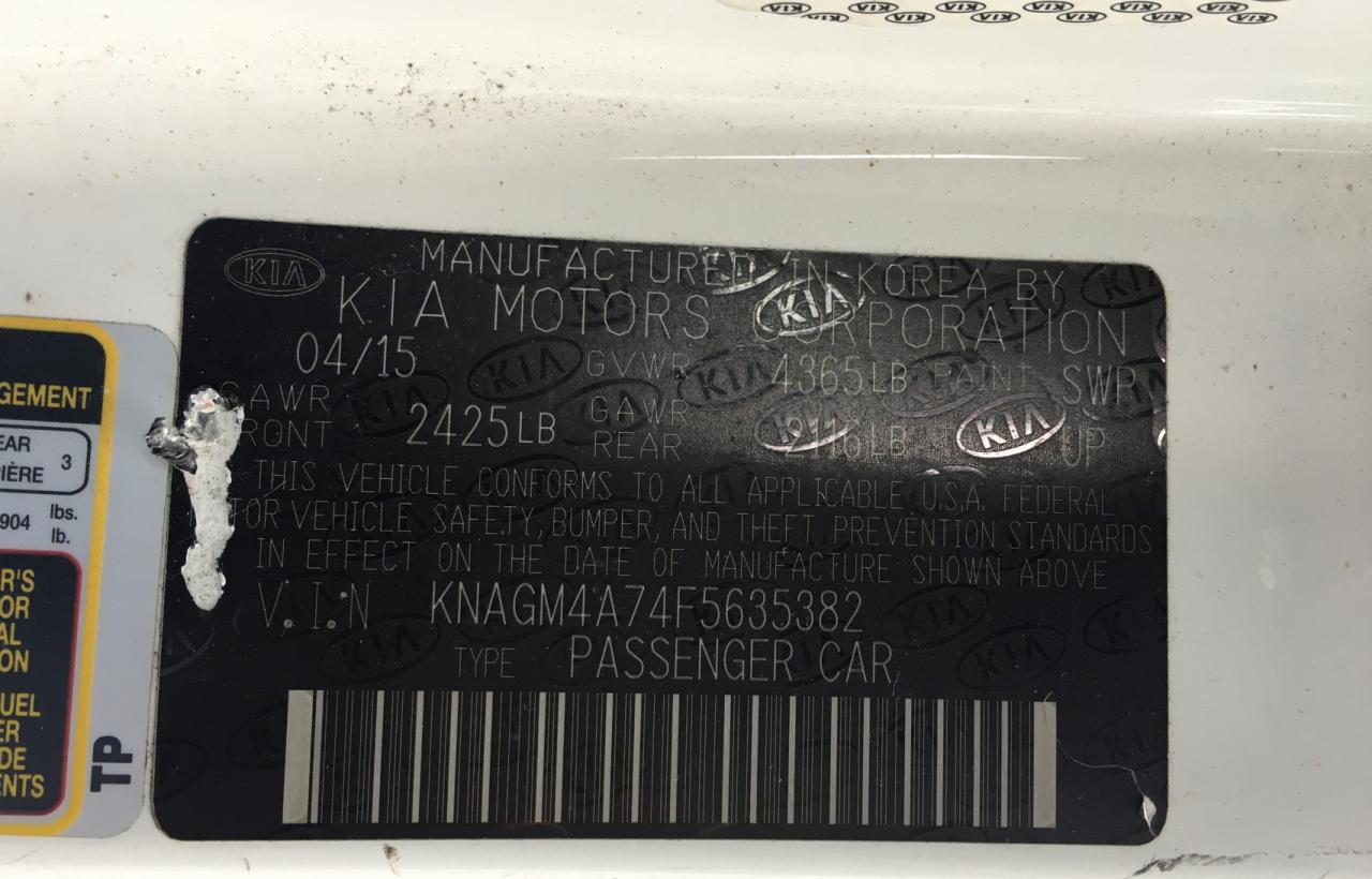 Photo 10 from auction – 2015 KIA OPTIMA LX with VIN KNAGM4A74F5635382