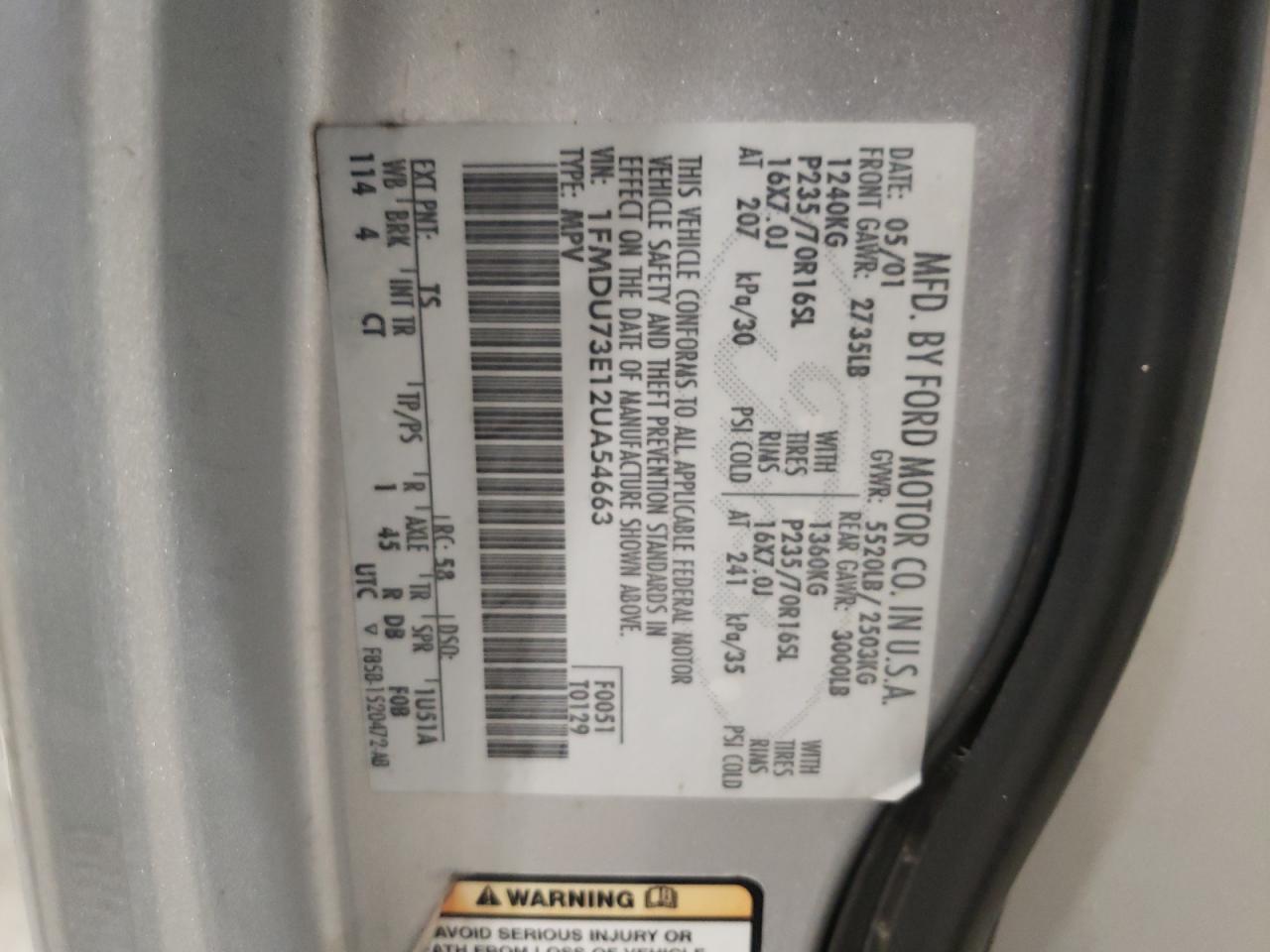 Photo 10 from auction – 2002 FORD EXPLORER X with VIN 1FMDU73E12UA54663