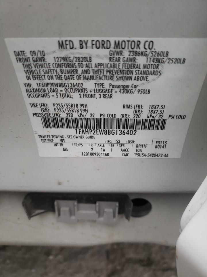 Photo 10 from auction – 2011 FORD TAURUS SEL with VIN 1FAHP2EW8BG136402