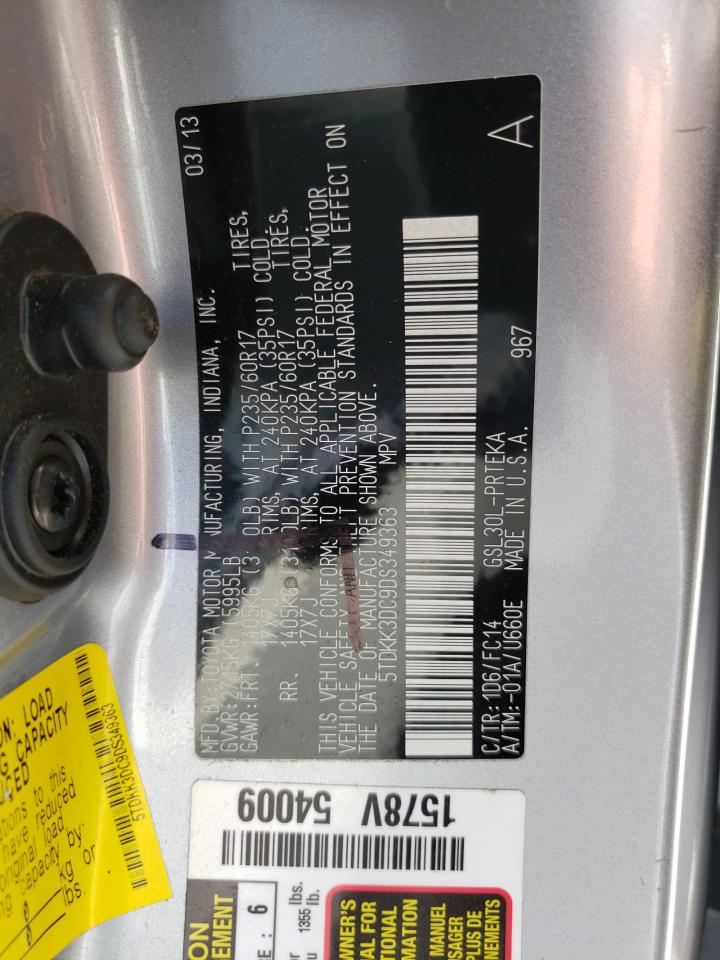 Photo 10 from auction – 2013 TOYOTA SIENNA LE with VIN 5TDKK3DC9DS349363