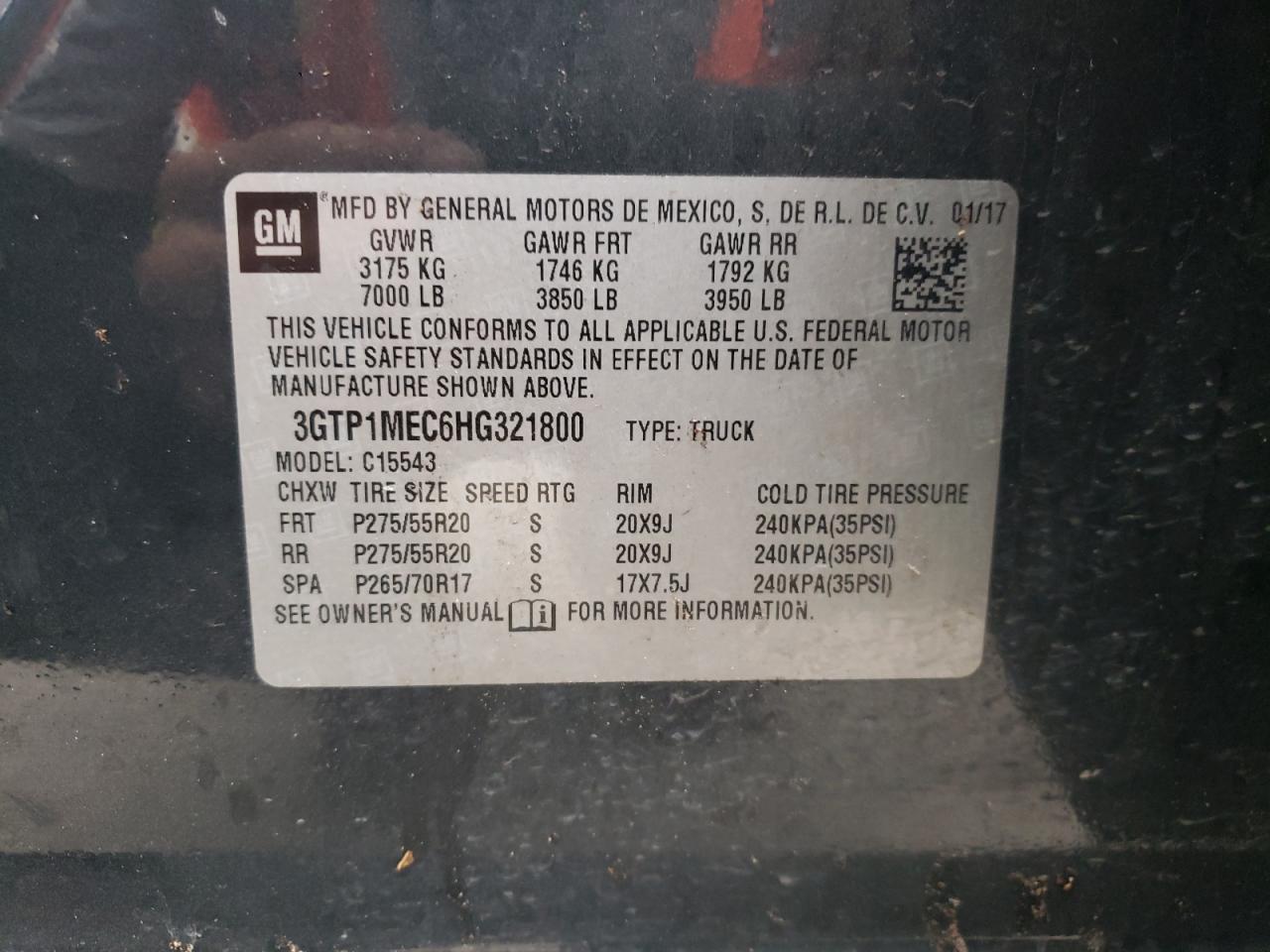 Photo 10 from auction – 2017 GMC SIERRA C15 with VIN 3GTP1MEC6HG321800