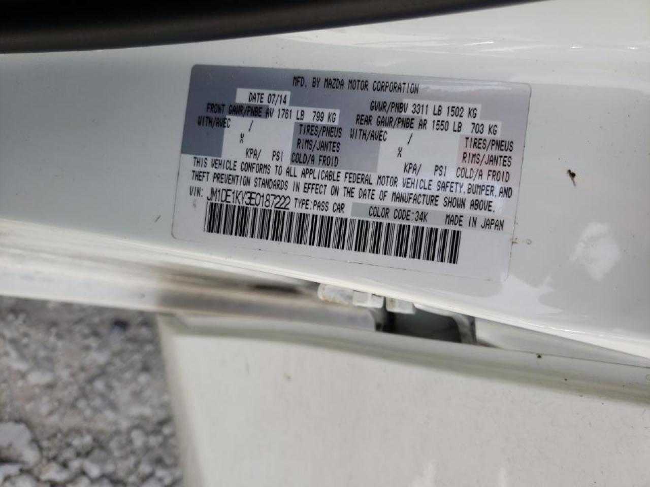 Photo 10 from auction – 2014 MAZDA MAZDA2 SPO with VIN JM1DE1KY3E0187222