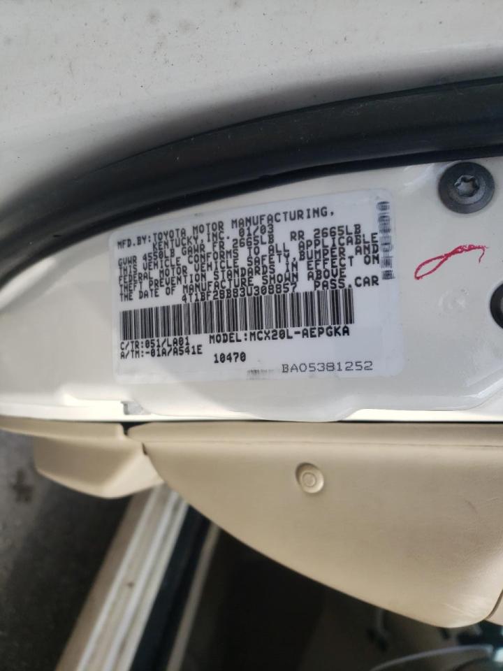 Photo 10 from auction – 2003 TOYOTA AVALON XL with VIN 4T1BF28B83U308857
