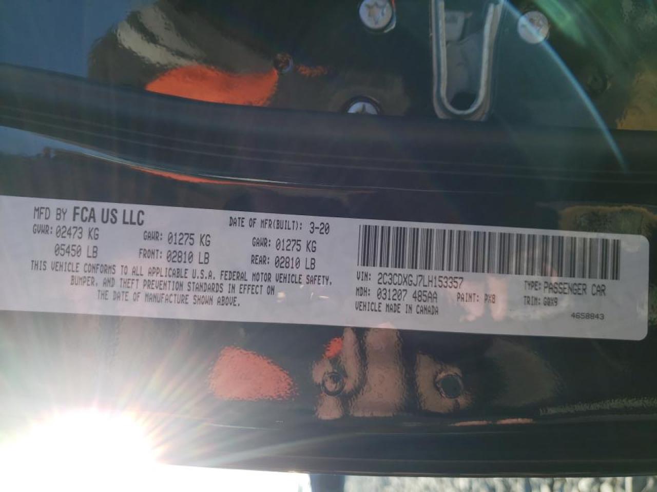 Photo 10 from auction – 2020 DODGE CHARGER SC with VIN 2C3CDXGJ7LH153357
