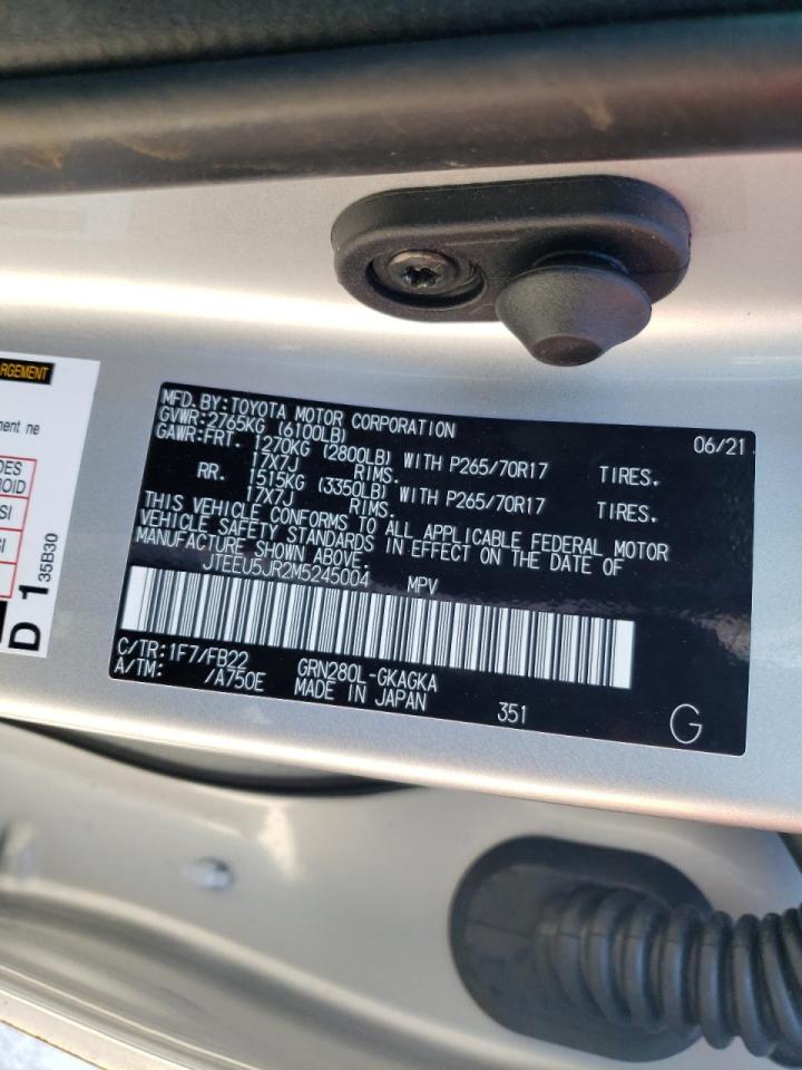 Photo 10 from auction – 2021 TOYOTA 4RUNNER SR with VIN JTEEU5JR2M5245004